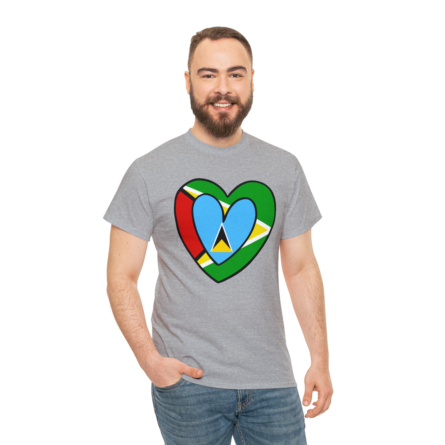 St Lucian Guyanese Heart Flag Guyana T-Shirt | Unisex Tee Shirt