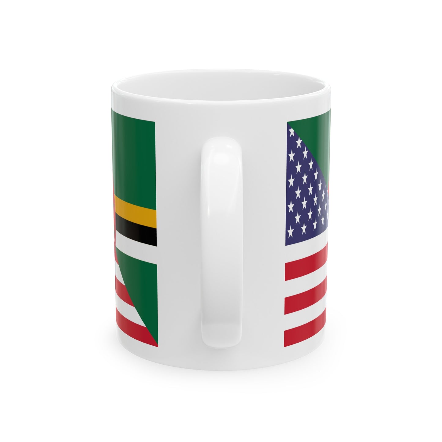 Dominican American Flag Dominica USA Half Ceramic Mug 11oz, 15oz Cup