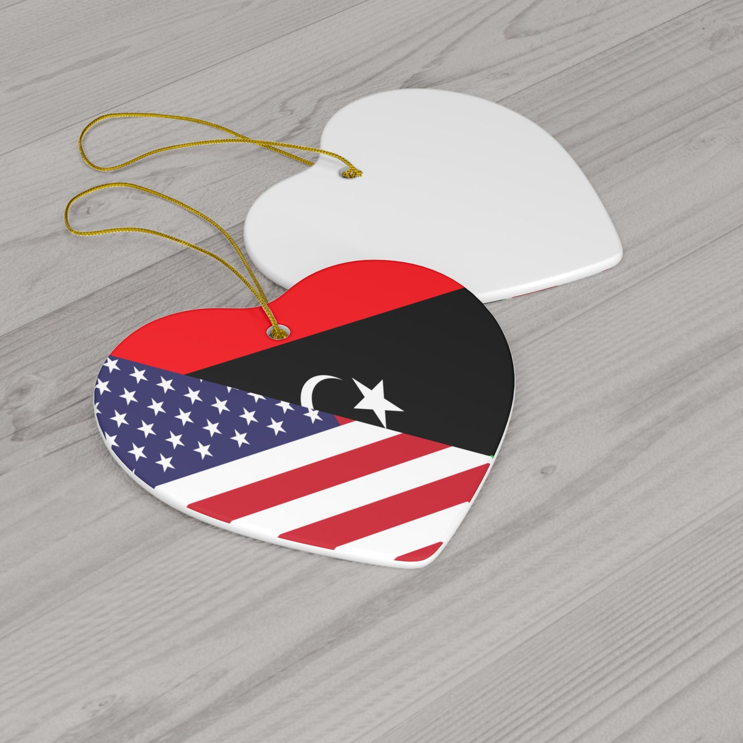 Libya American Flag Libyan USA Ceramic Ornament | Christmas Tree Ornaments