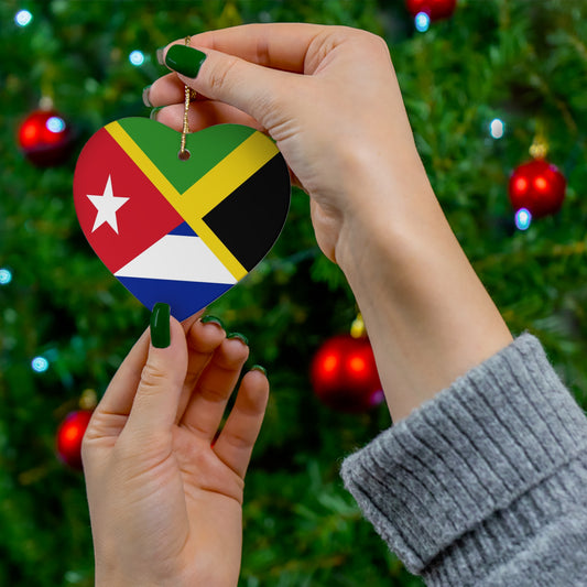 Jamaican Cuban Flag | Jamaica Cuba Ceramic Ornament | Christmas Tree Ornaments