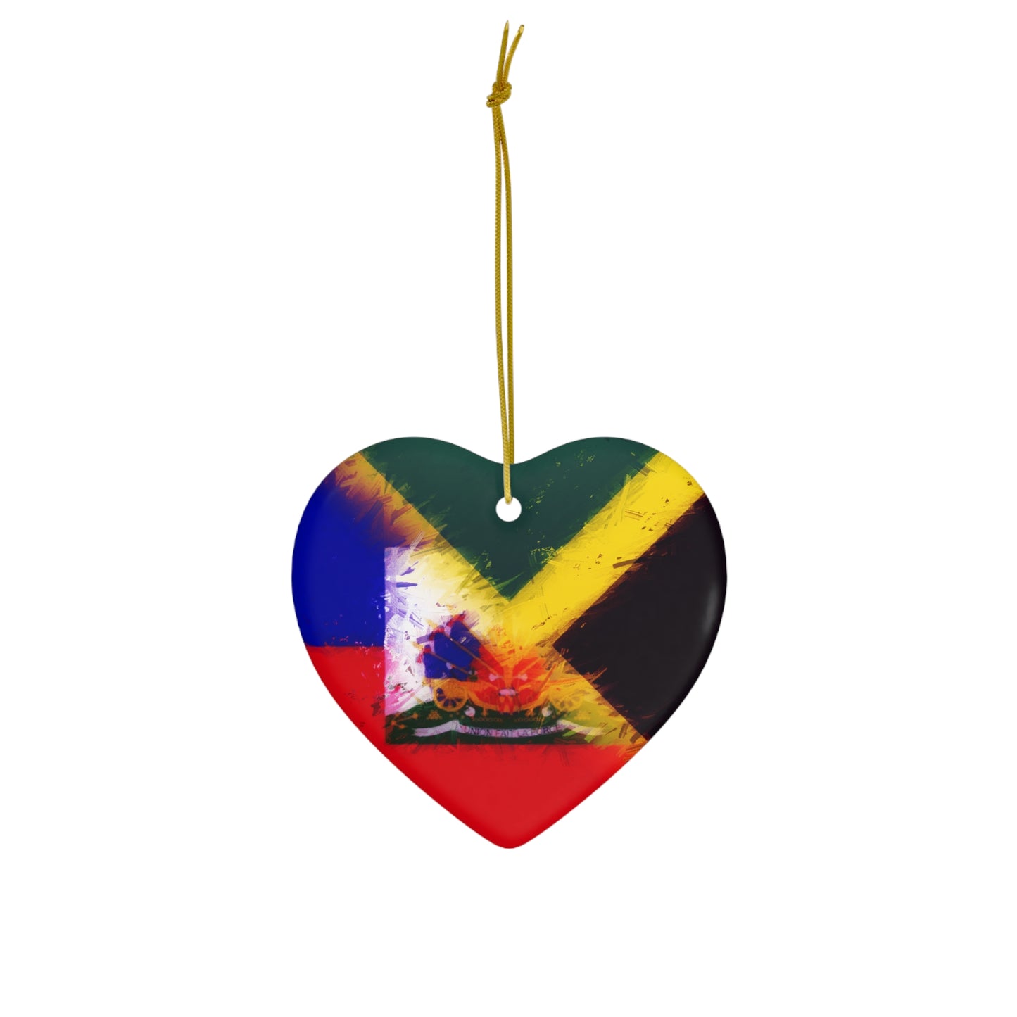 Haitian Jamaican Painted Flag | Haiti Jamaica Ceramic Ornament | Christmas Tree Ornaments