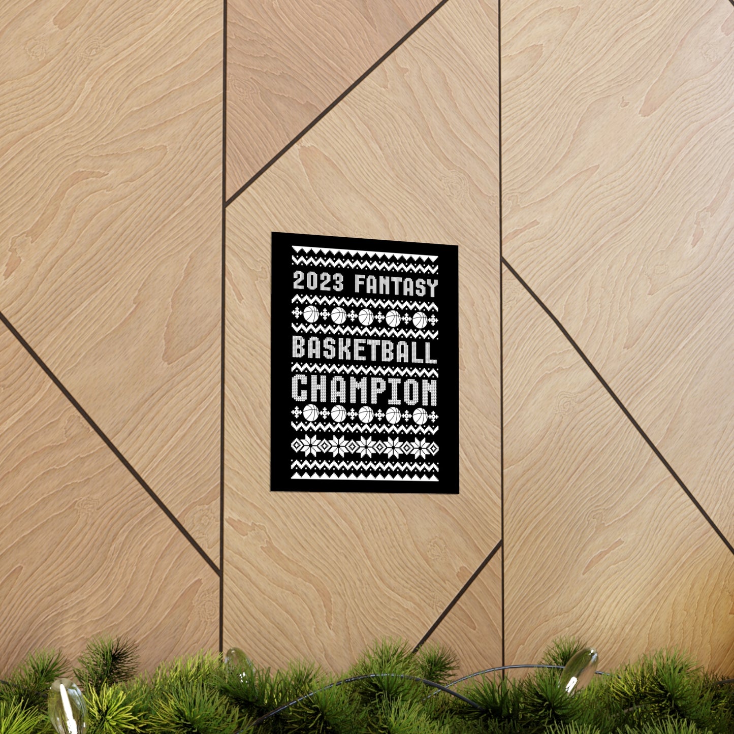 2023 Fantasy Basketball Champion Ugly Holiday Christmas Champ Premium Matte Poster