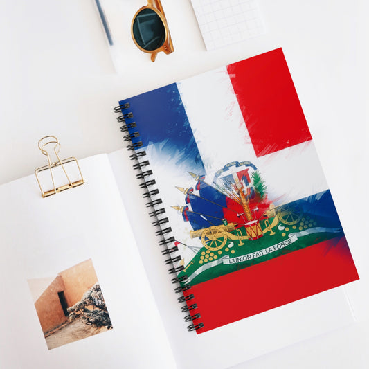 Haiti DR Flag Painted Haitian Dominican Spiral Notebook - Ruled Line