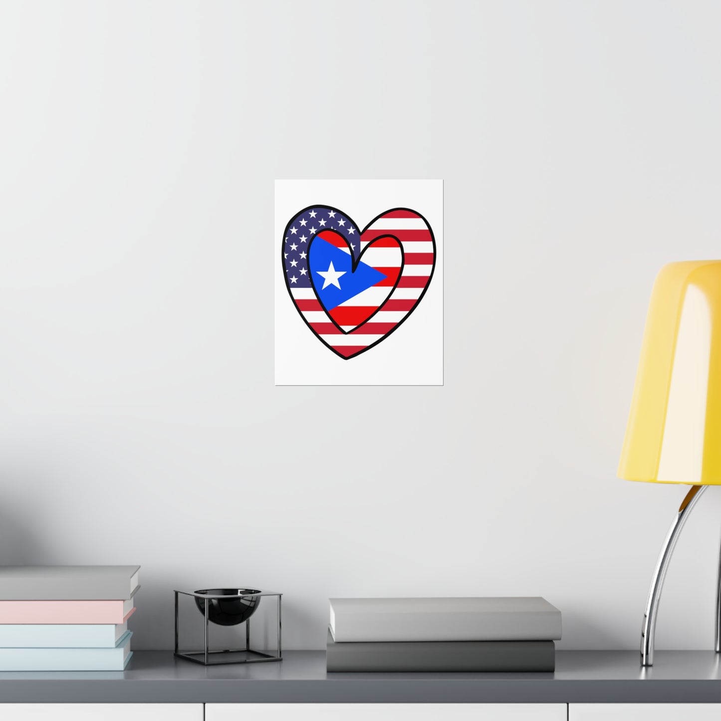 Puerto Rican American Heart Valentines Day Gift Half Boricua PR USA Flag Premium Matte Poster