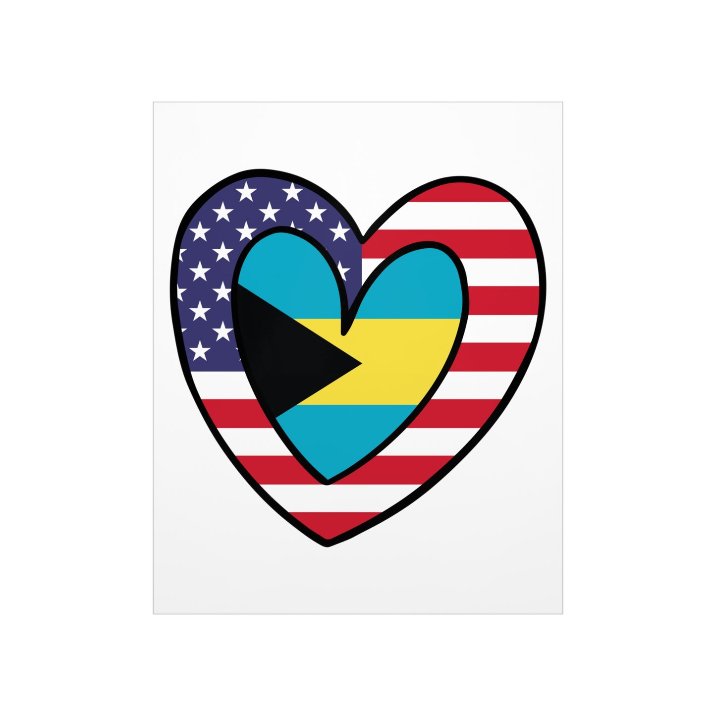 Bahamas American Heart Valentines Day Gift Half Bahamian USA Flag Premium Matte Poster