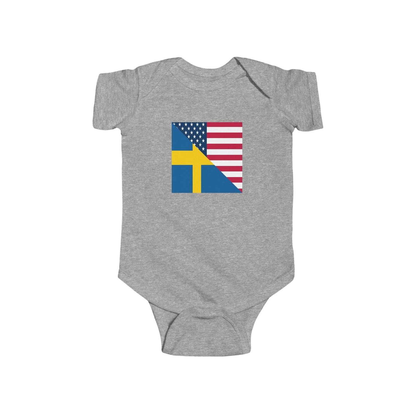 Swedish American Flag Baby Bodysuit | Unisex Sweden USA Newborn Boy Girl