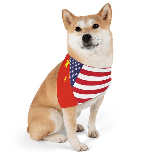 Chinese American Flag Pet Bandana Collar | China Dog Cat Animal