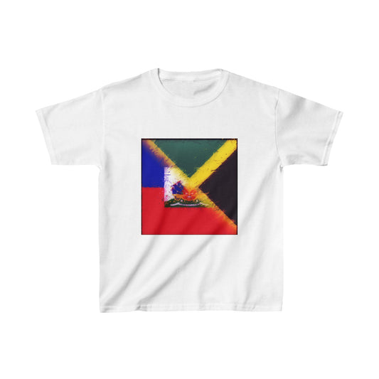 Kids Haitian Jamaican Painted Flag | Haiti Jamaica T-Shirt | Unisex Tee Shirt