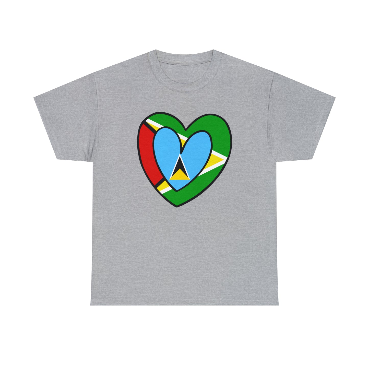 St Lucian Guyanese Heart Flag Guyana T-Shirt | Unisex Tee Shirt