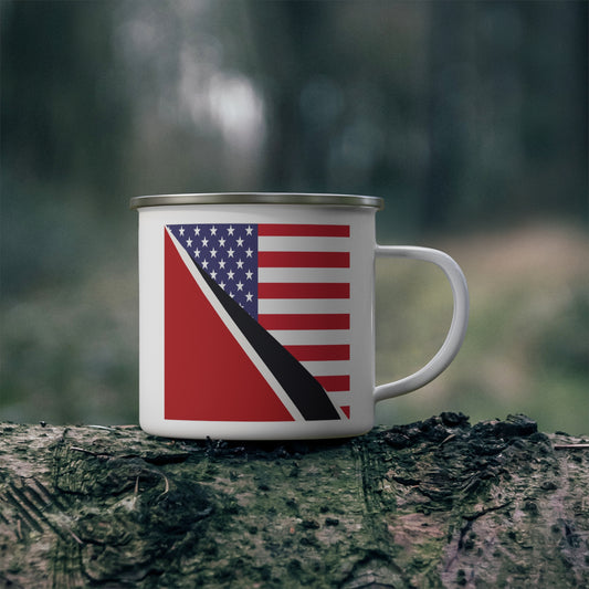 Trinidad American Flag Trini USA 12oz Enamel Mug