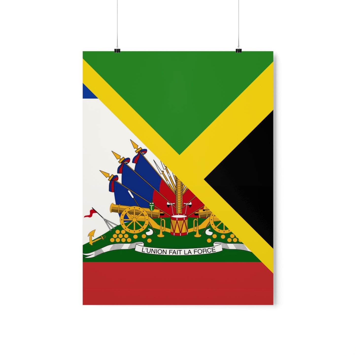 Haitian Jamaican Flag | Half Jamaica Haiti Premium Matte Poster