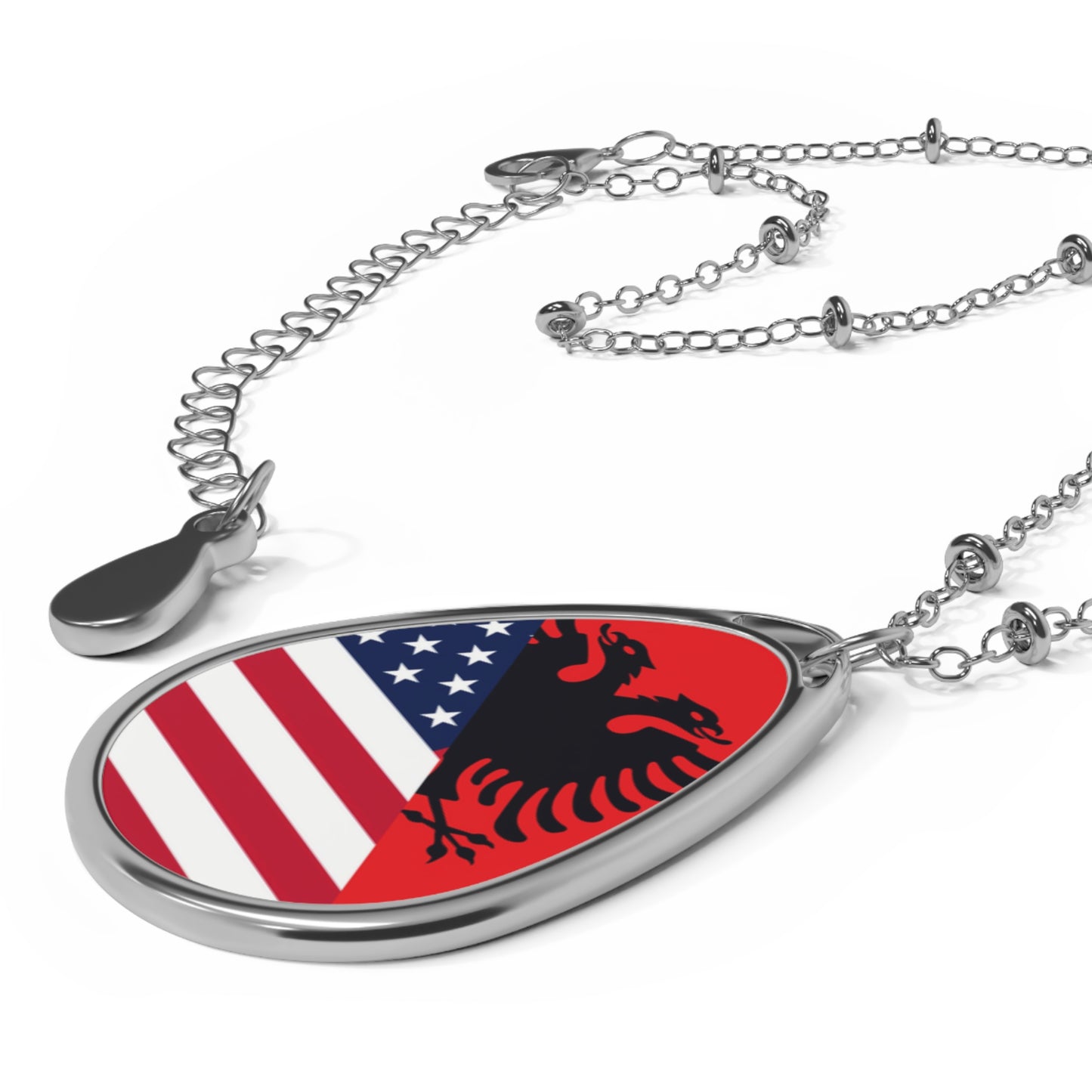 Albanian American Flag Albania USA Oval Necklace One Size