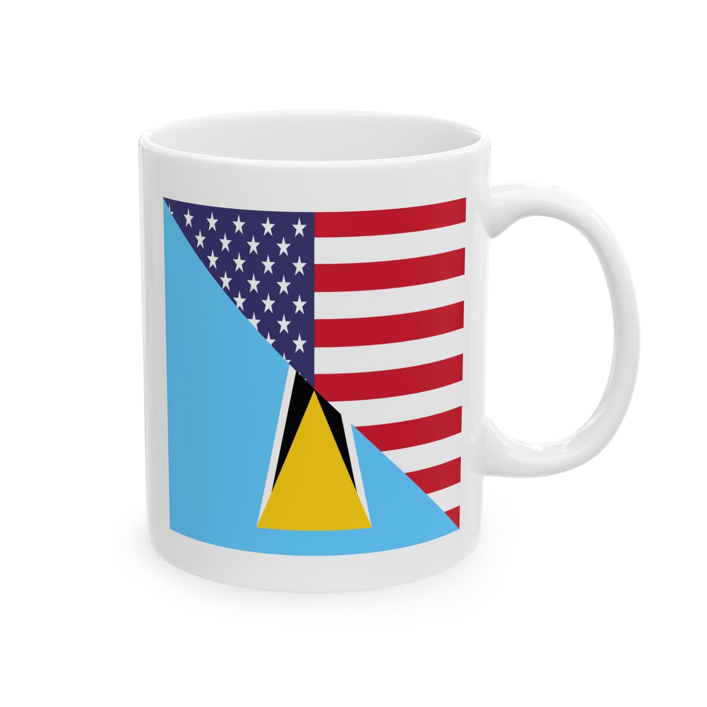 St Lucian American Flag St Lucia USA Ceramic Mug 11oz, 15oz Cup