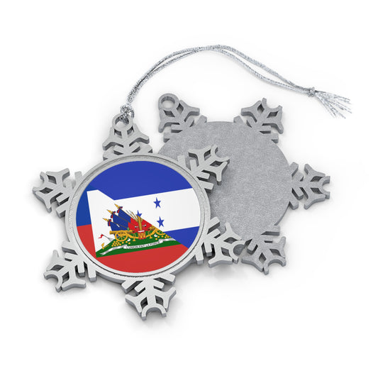 Haitian Honduran Half Haiti Honduras Flag Pewter Snowflake Ornament