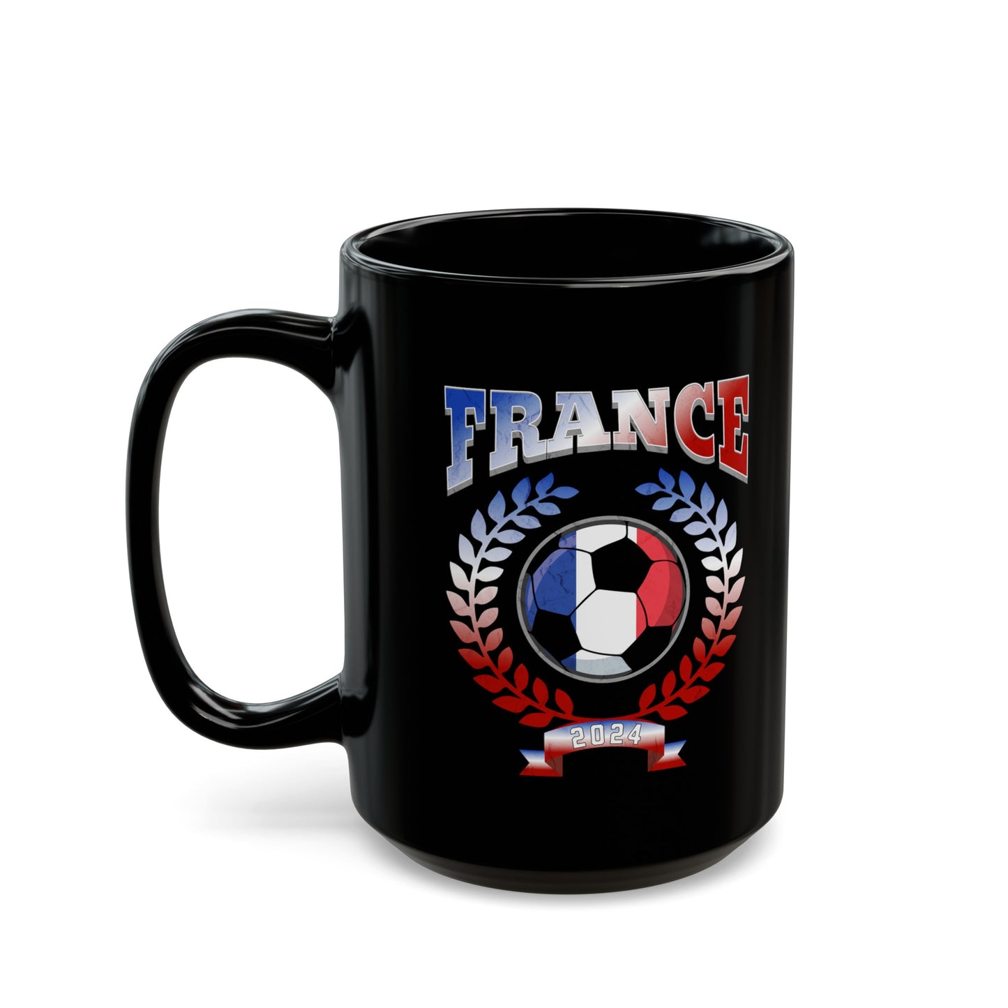 France 2024 Soccer Football Championship Games French Team Black Mug (11oz, 15oz)