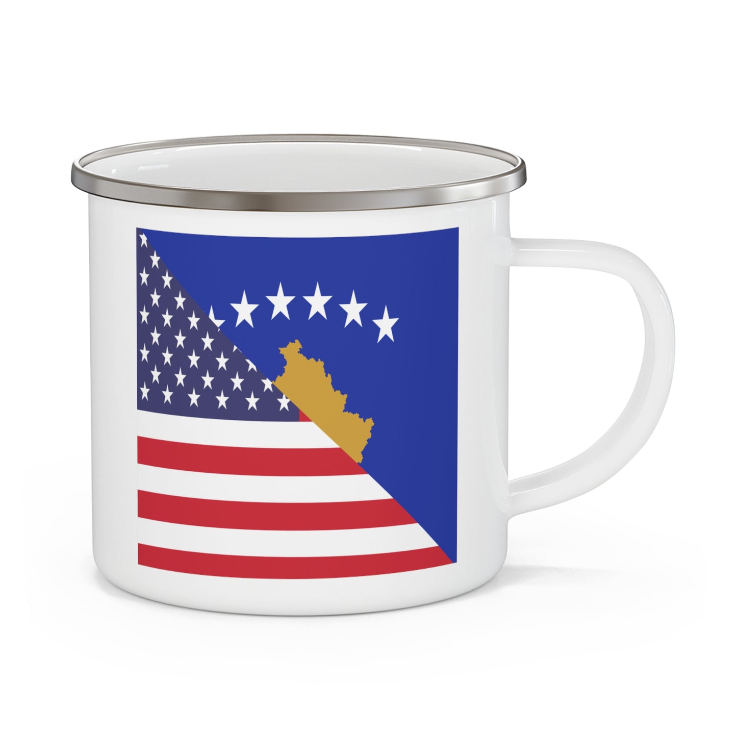 Kosovo American Flag Kosovar 12oz Enamel Mug