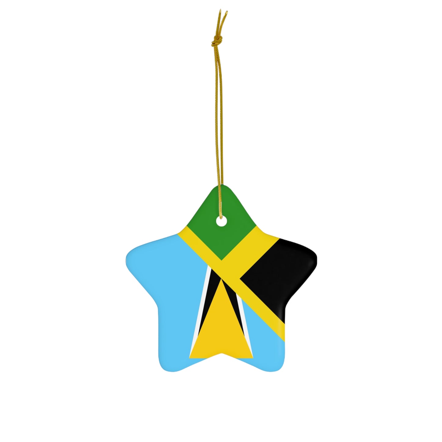 Jamaica St Lucia Flag Jamaican Ceramic Ornament | Christmas Tree Ornaments