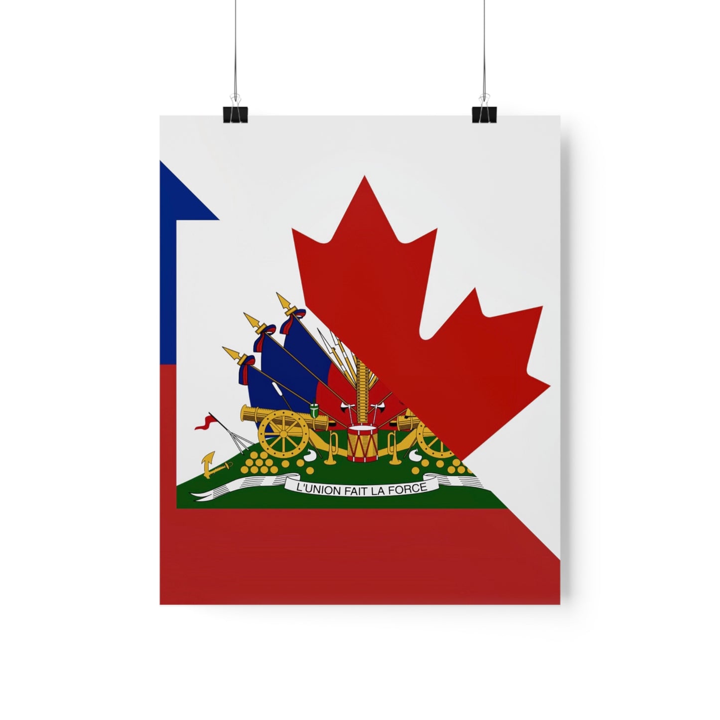 Haitian Canadian Flag | Half Haiti Canada Canadien Premium Matte Poster