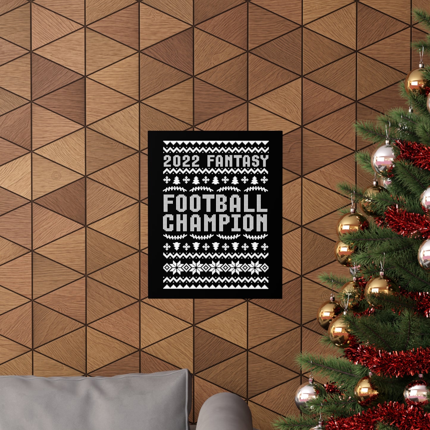2022 Fantasy Football Champion Ugly Holiday Christmas Champ Premium Matte Poster