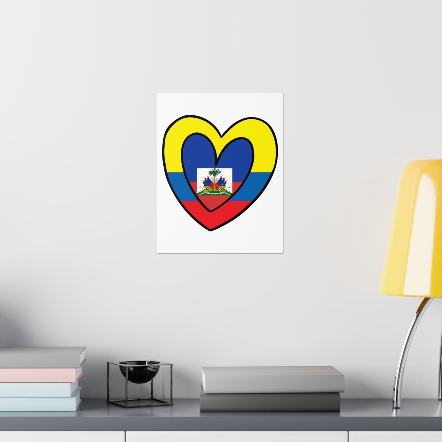 Colombian Haitian Flag Inner Heart Colombia Haiti  Premium Matte Poster