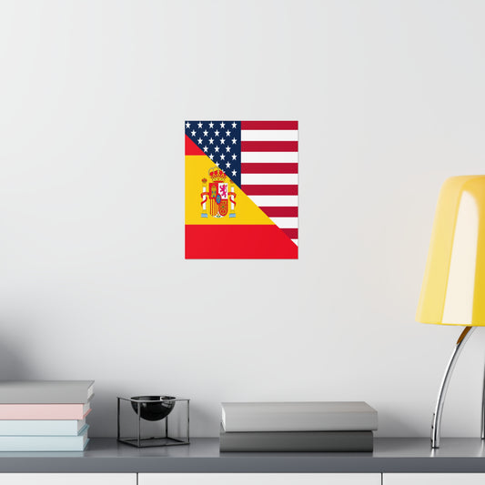 Spain American Flag Half Spanish USA Premium Matte Poster