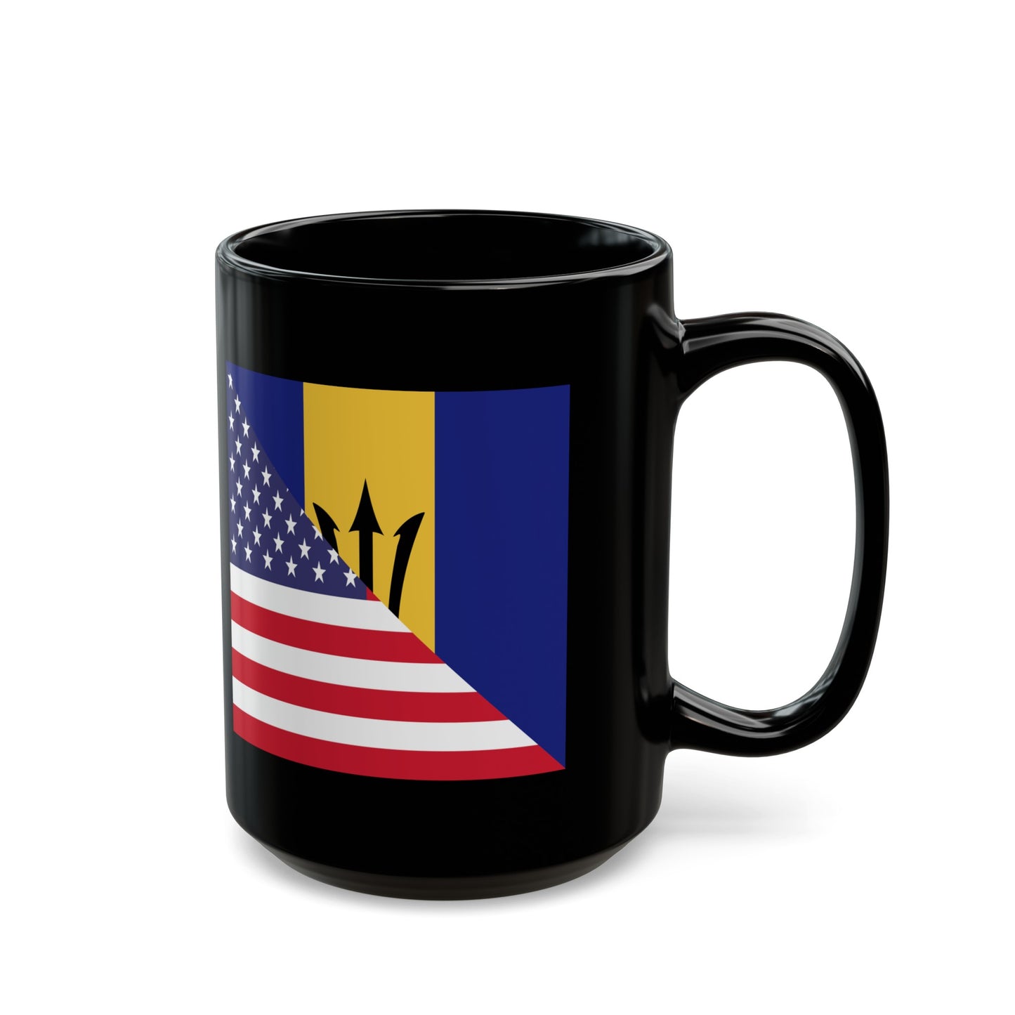 Barbados American Flag Bajan Barbadian USA Black Mug (11oz, 15oz)