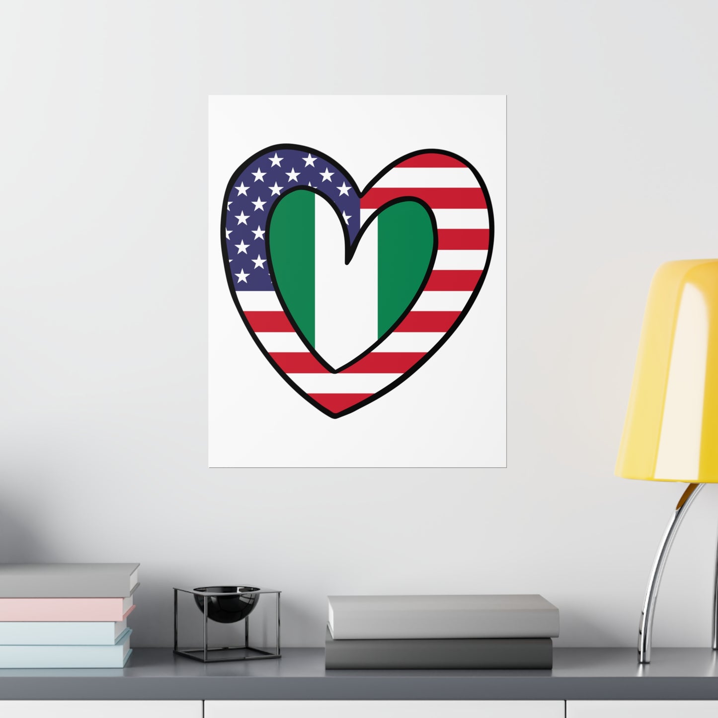 American Nigerian Flag Inner Heart USA Naija Nigeria Premium Matte Poster