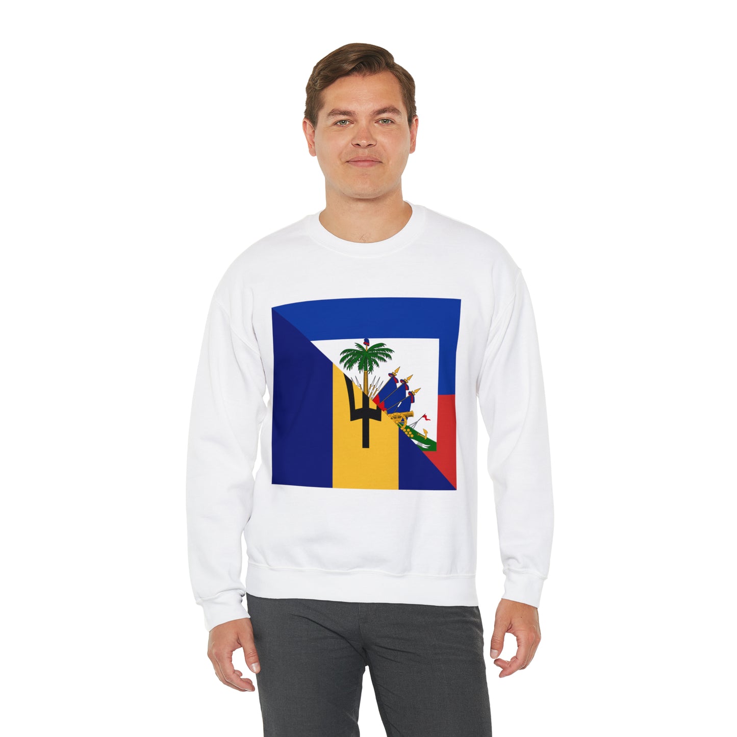 Haitian Bajan Flag Half Haiti Barbados Unisex Sweatshirt