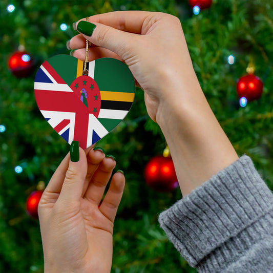 UK Union Jack Dominica Flag Half Dominican United Kingdom Ceramic Ornament | Christmas Tree Ornaments