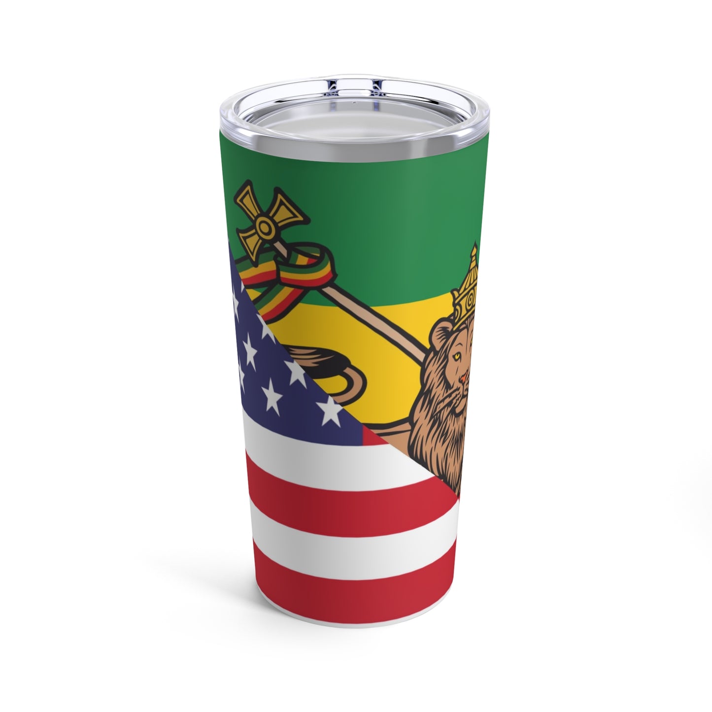 Ethiopian American Lion of Judah Flag Ethiopia USA Tumbler 20oz