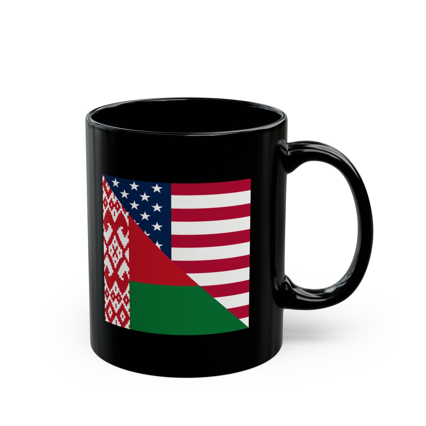 Belarus American Flag Half USA Black Mug (11oz, 15oz)