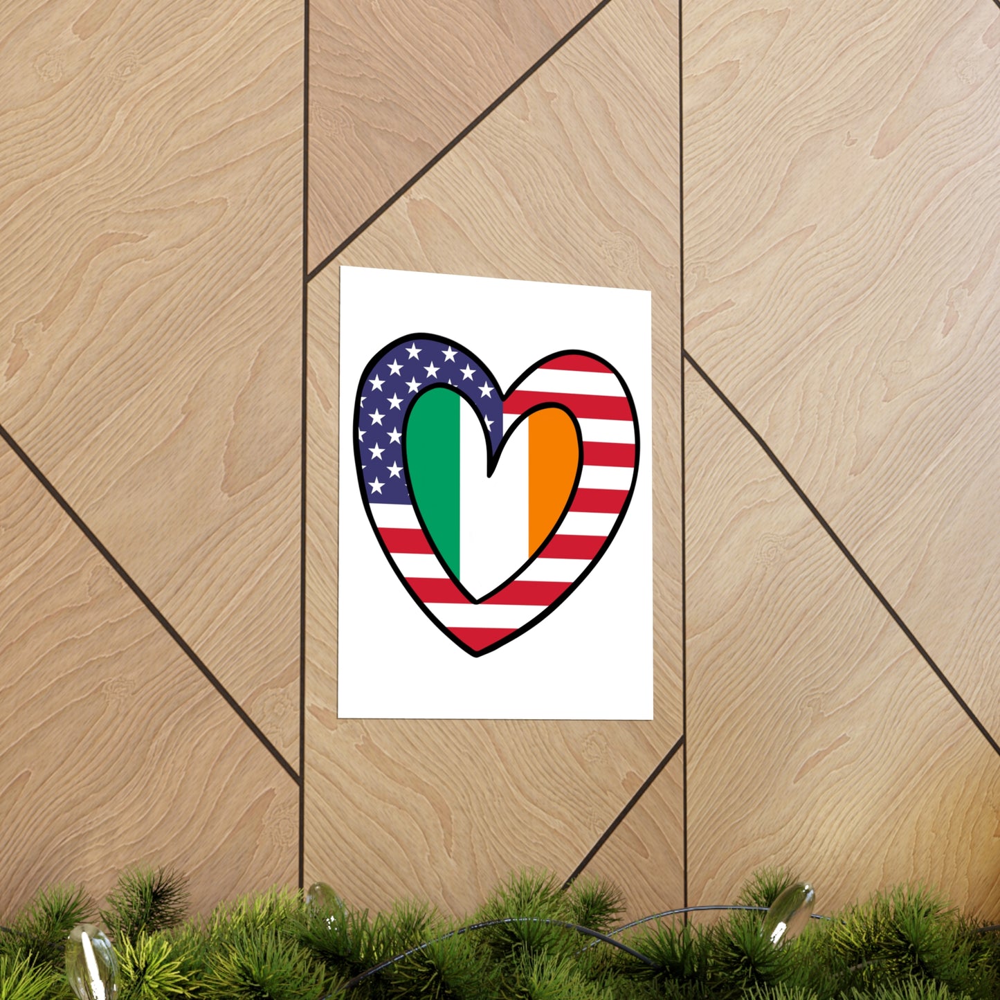 American Irish Flag Inner Heart USA Ireland Premium Matte Poster