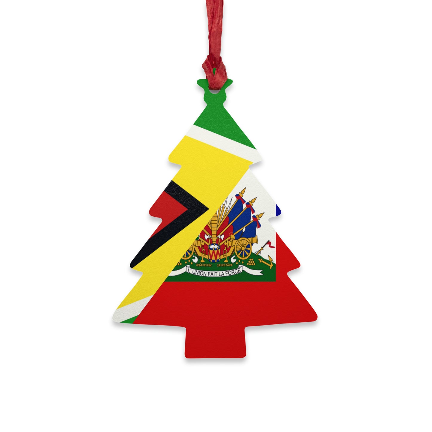 Guyanese Haitian Flag | Half Guyana Haiti Flag Wooden Ornament