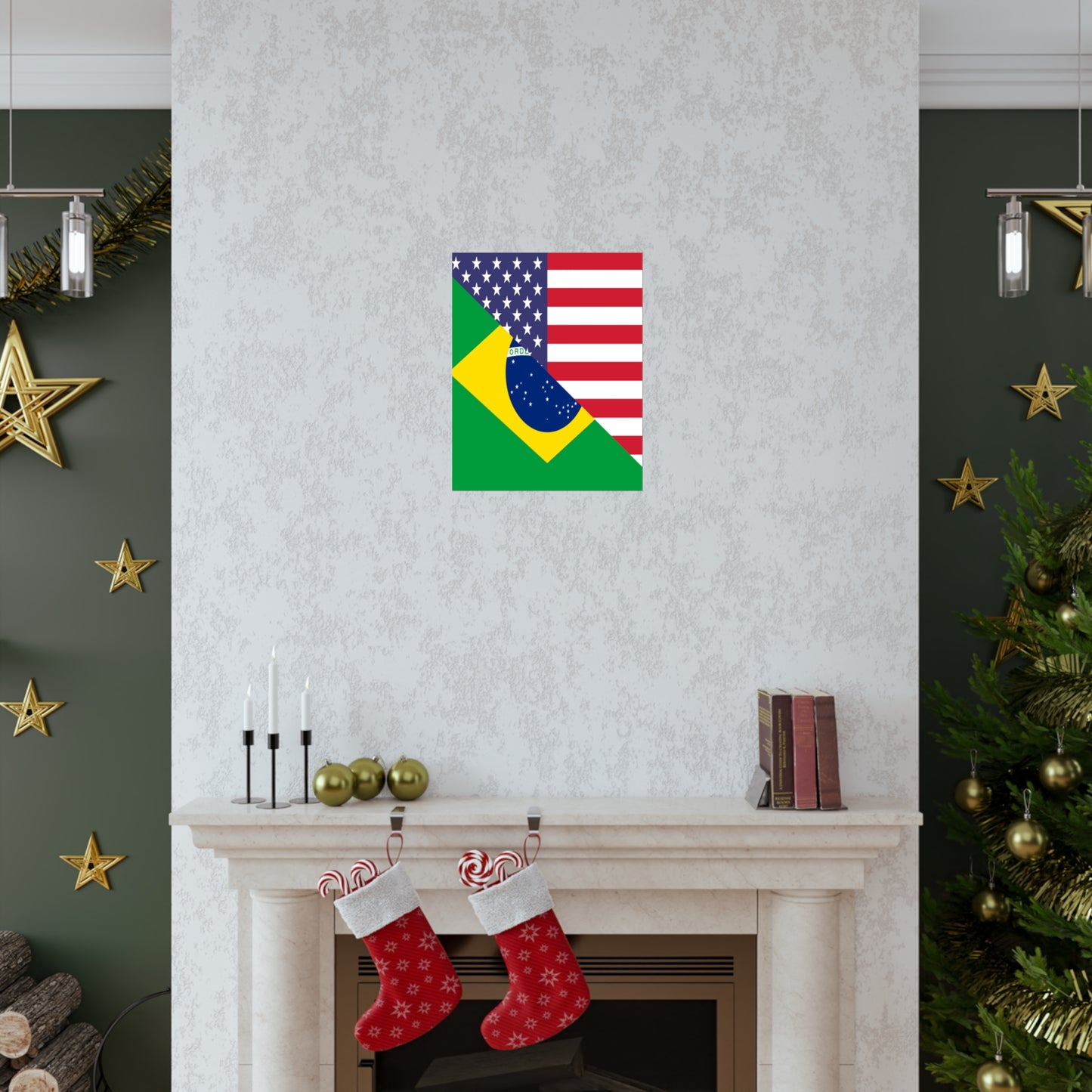 Brazilian American Flag Half Brazil USA Brasil Premium Matte Poster