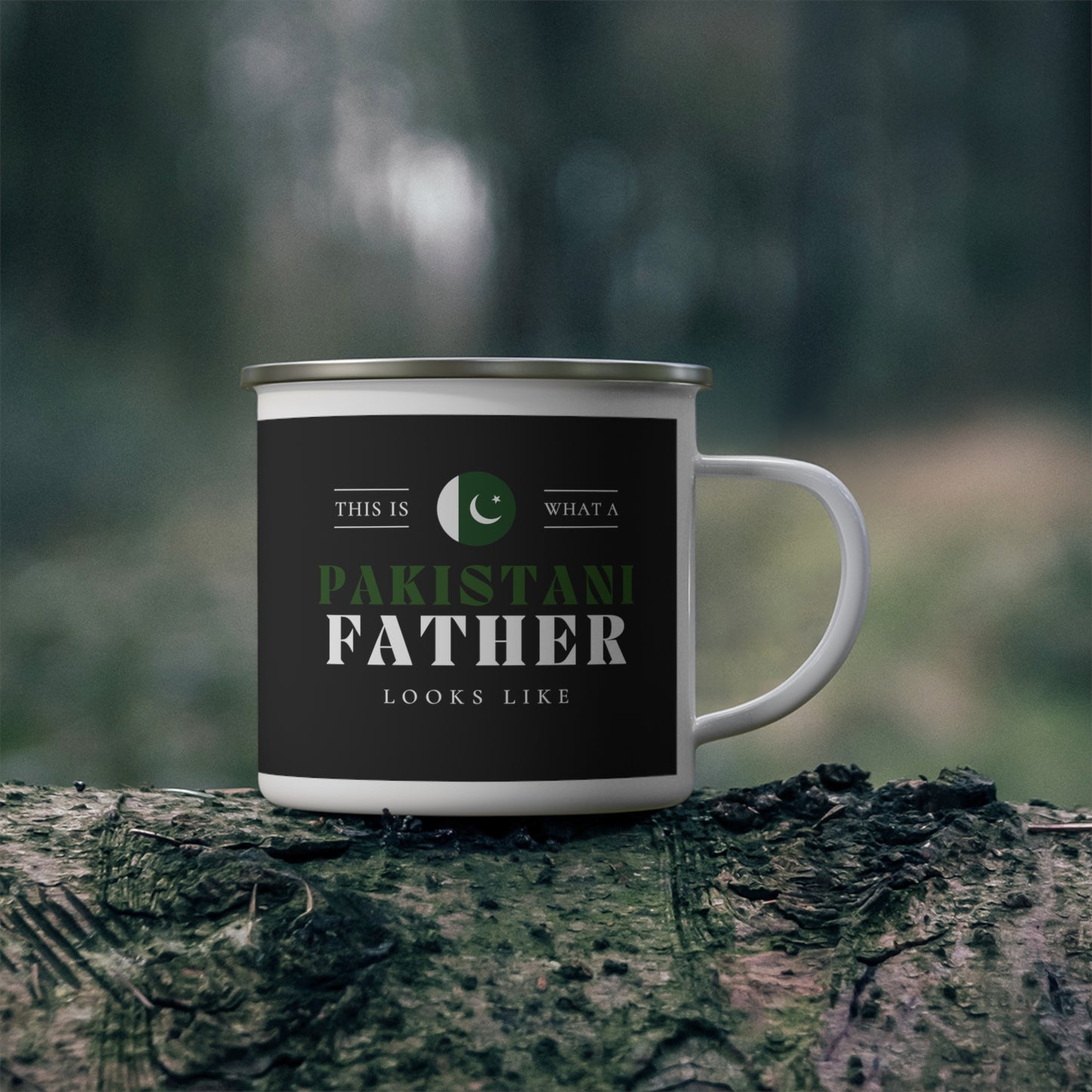 Pakistani Father Looks Like Pakistan Flag Fathers Day 12oz Enamel Mug