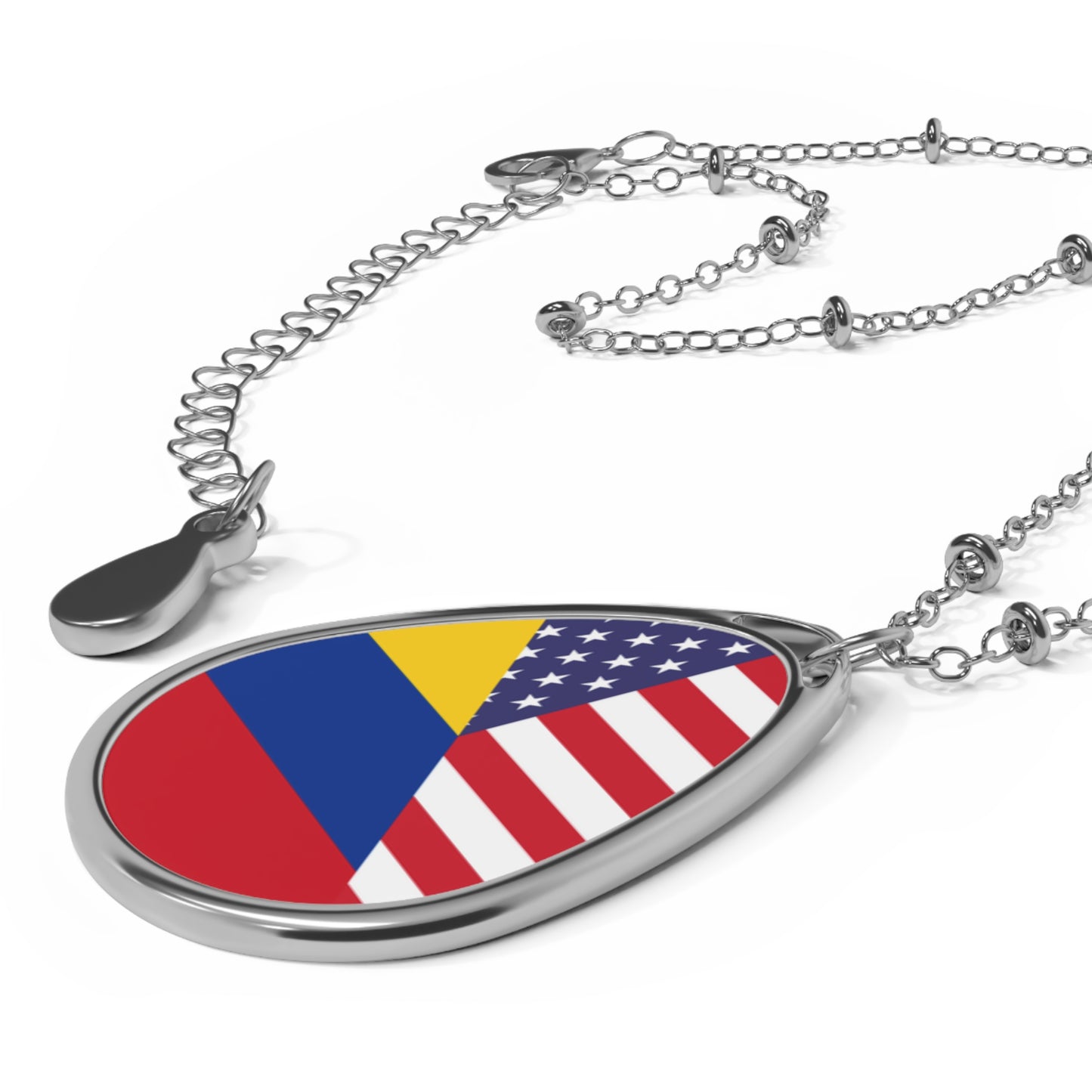 Colombian American Flag Colombia USA Oval Necklace One Size