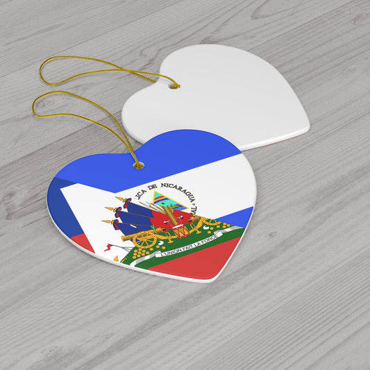 Haiti Nicaragua Flag | Half Haitian Nicaraguan Ceramic Ornament | Christmas Tree Ornaments