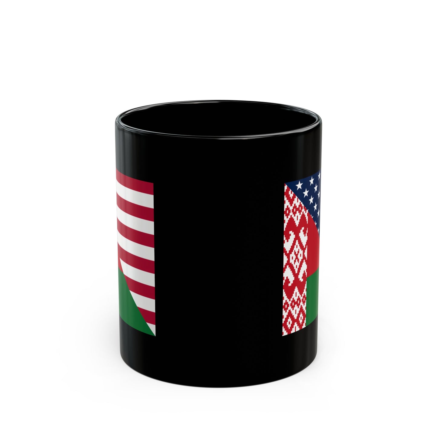 Belarus American Flag Half USA Black Mug (11oz, 15oz)