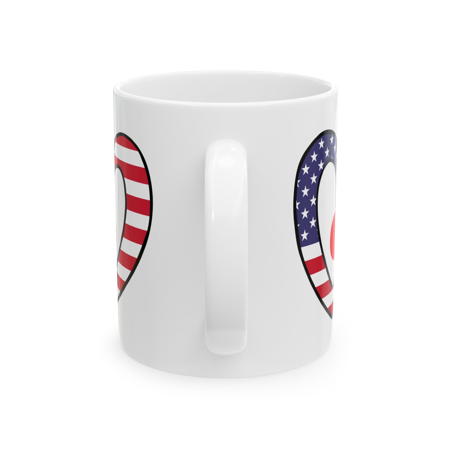 Japanese American Heart Valentines Day Gift Half Japan USA Flag Ceramic Mug 11oz, 15oz Cup