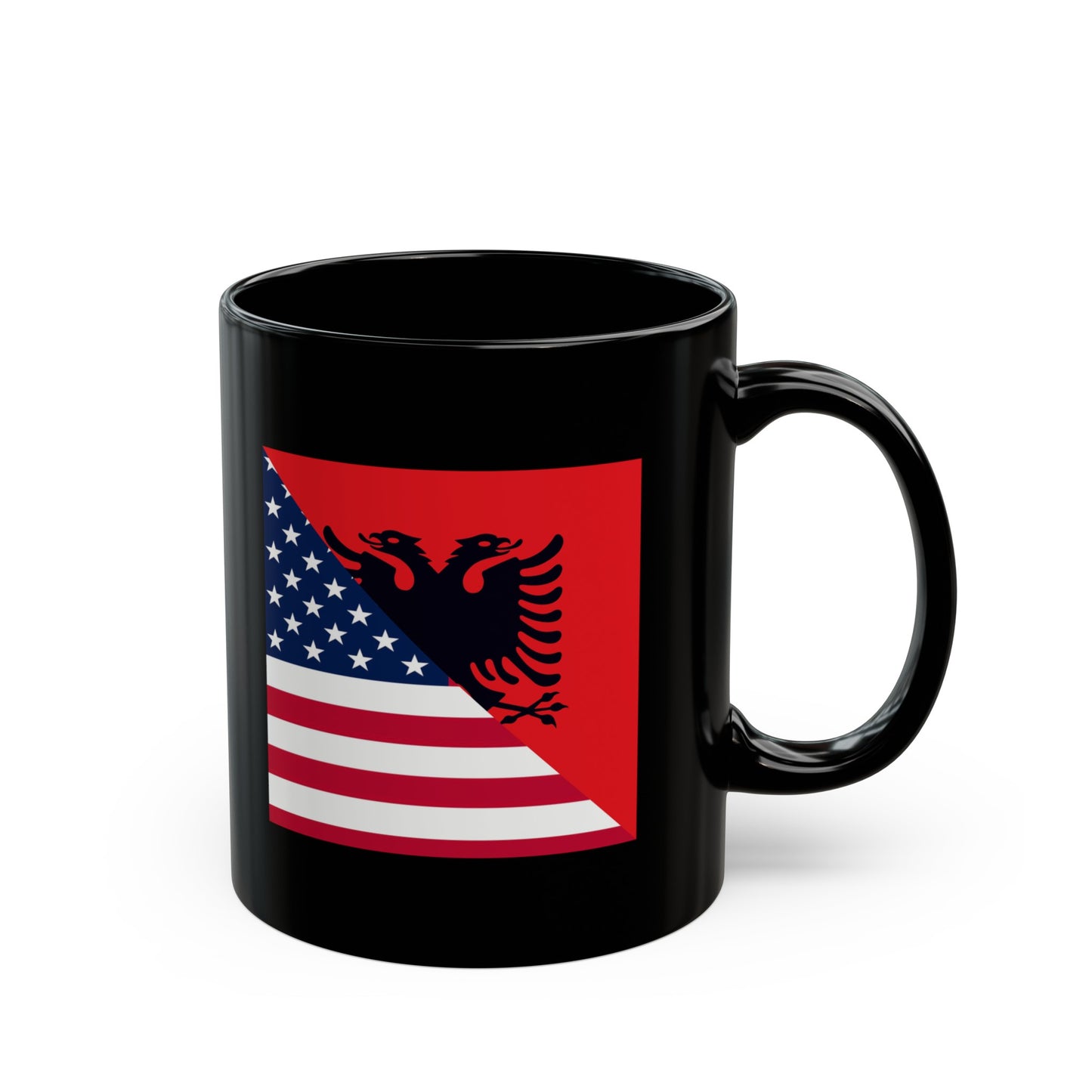 Albanian American Flag Albania USA Black Mug (11oz, 15oz)