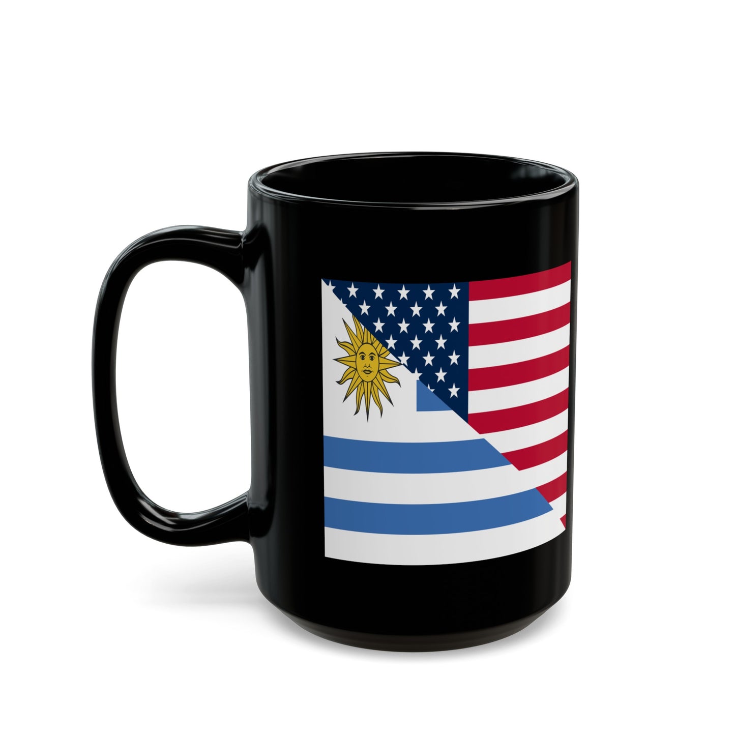 Uruguay American Flag Half Uruguayan USA Black Mug (11oz, 15oz)