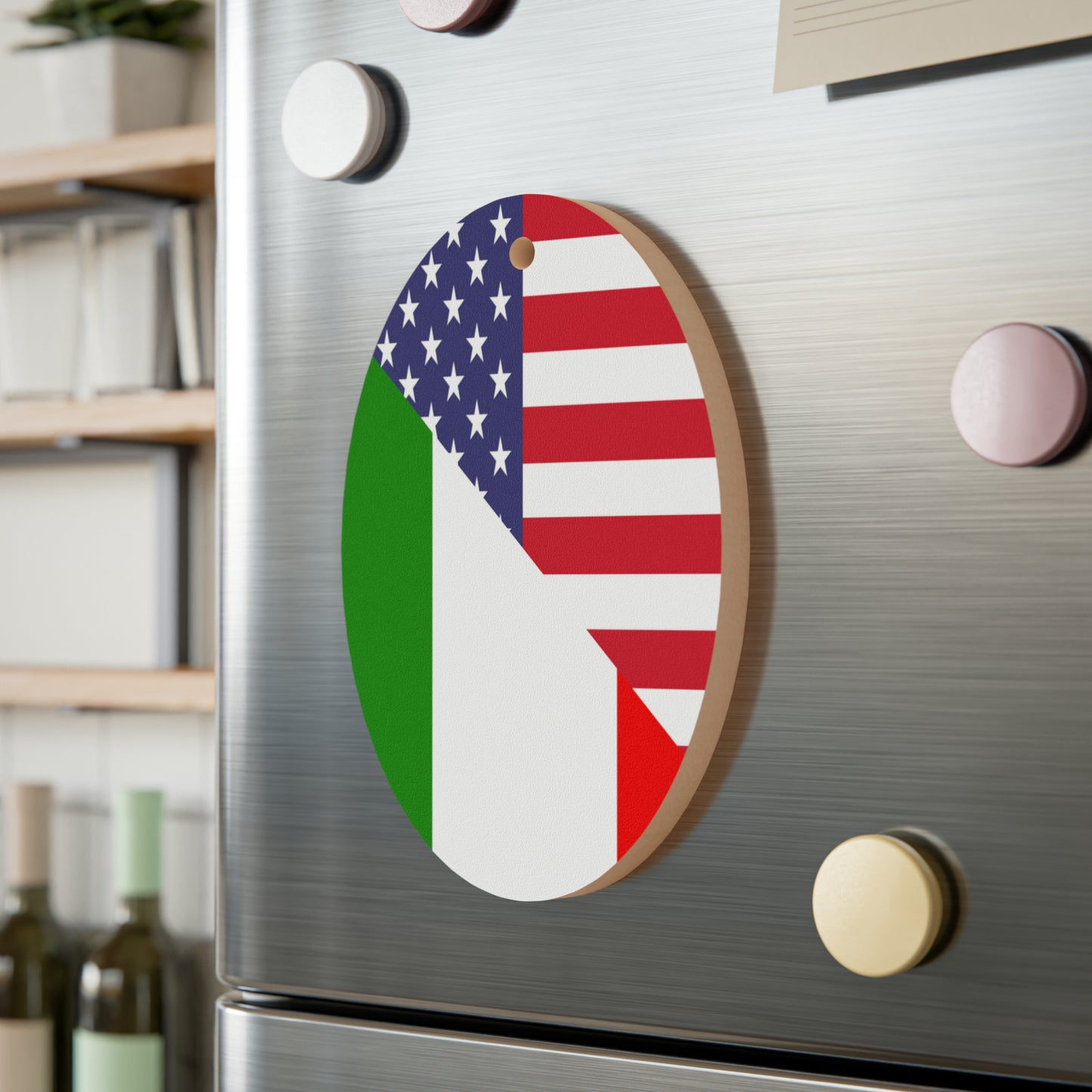 Italian American Flag Italy Italiano USA Wooden Ornament