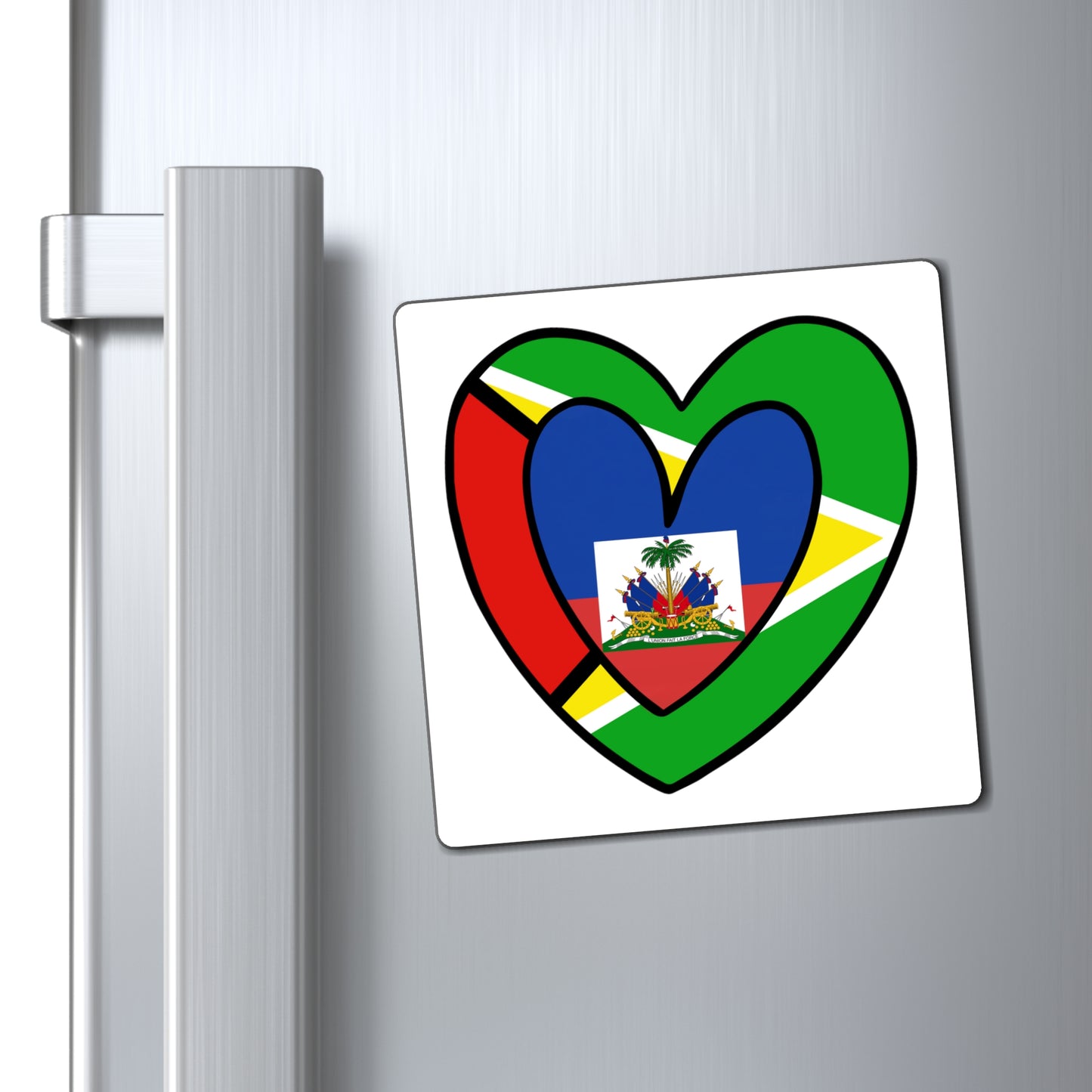 Guyanese Haitian Flag Inner Heart Guyana Haiti  Magnet