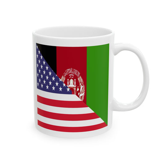 Afghanistan USA Flag | Half Afghan American Ceramic Mug 11oz, 15oz Cup