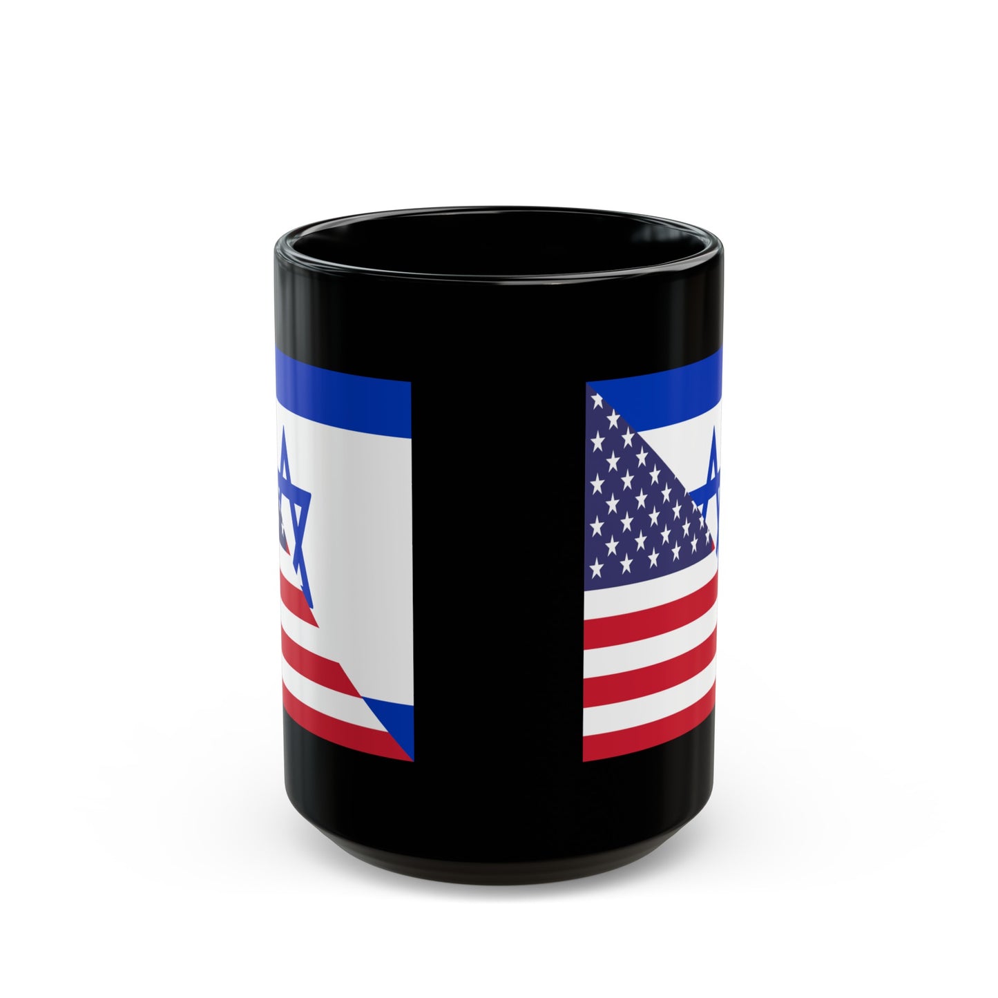 Israel American Flag Half Israeli USA Black Mug (11oz, 15oz)