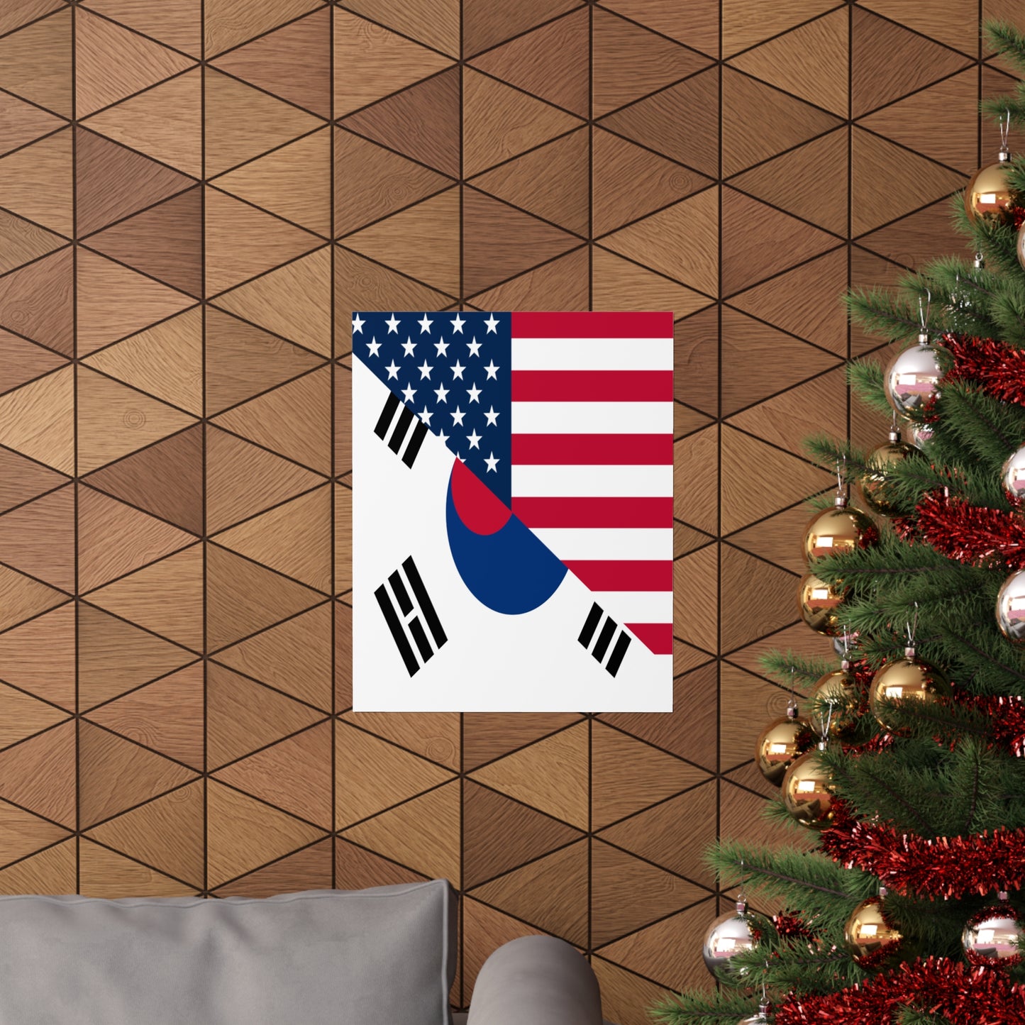 South Korean American Flag Half South Korea USA Premium Matte Poster