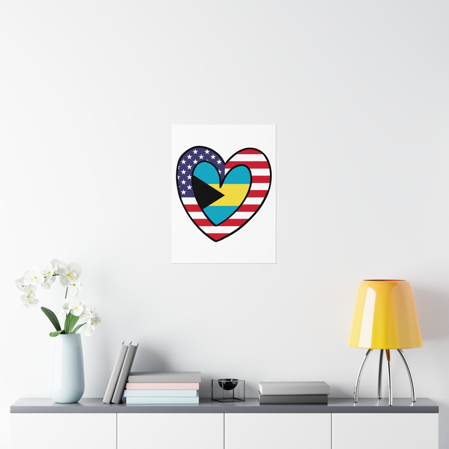 Bahamas American Heart Valentines Day Gift Half Bahamian USA Flag Premium Matte Poster