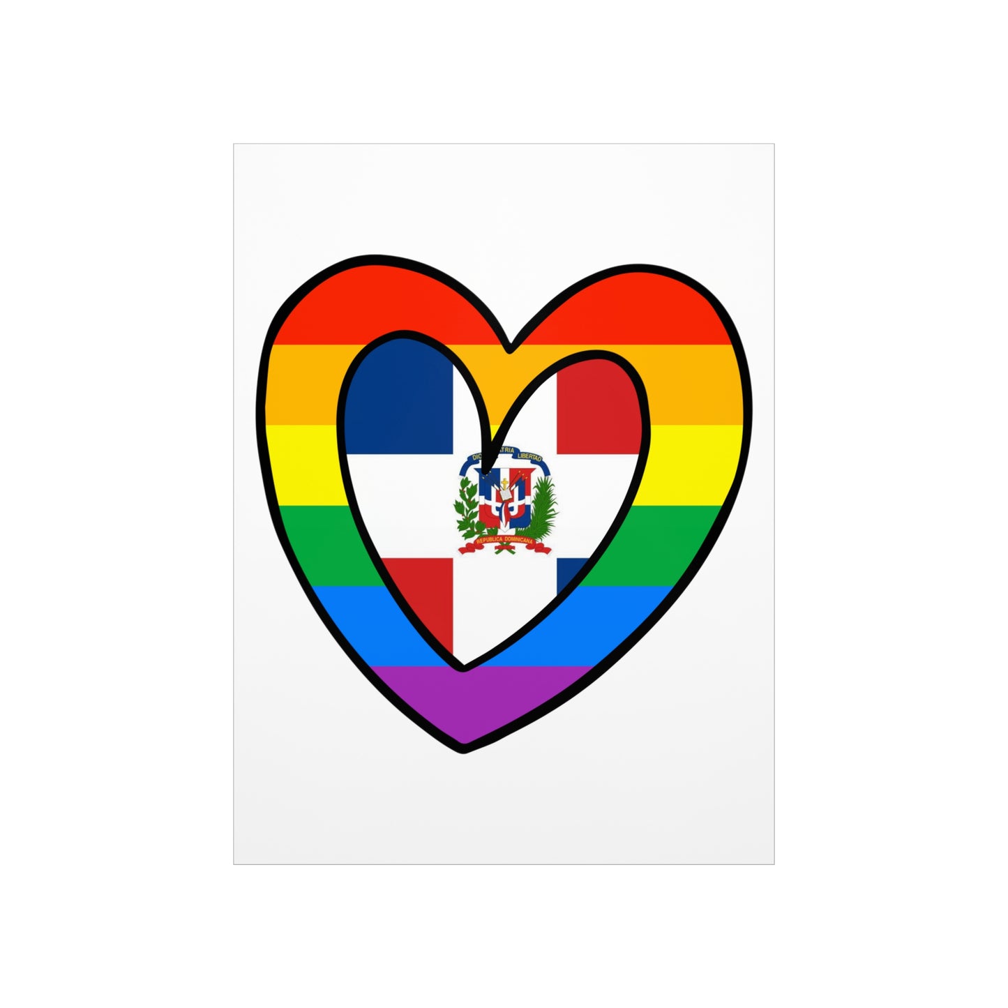 Dominican Rainbow Flag Heart DR Pride Month Premium Matte Poster