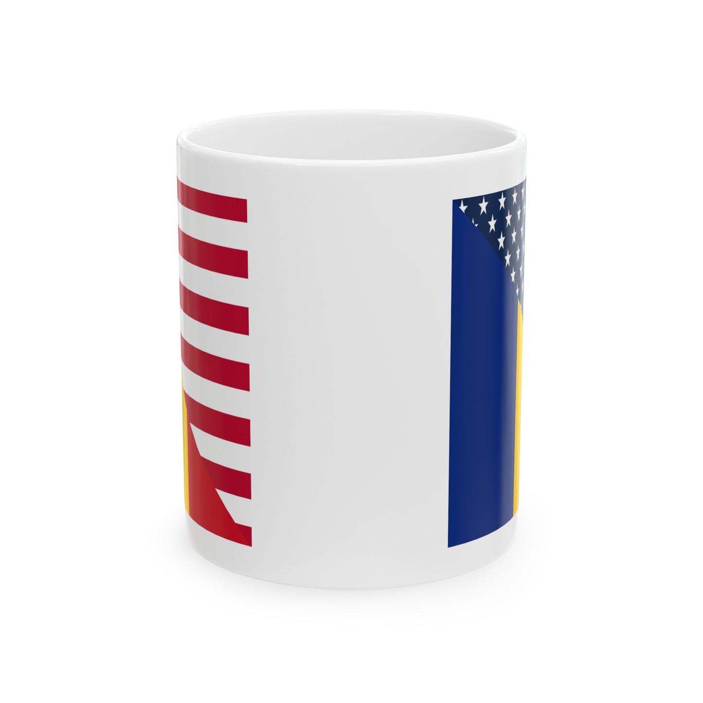 Romania American Flag Half Romanian USA Ceramic Mug 11oz, 15oz Cup