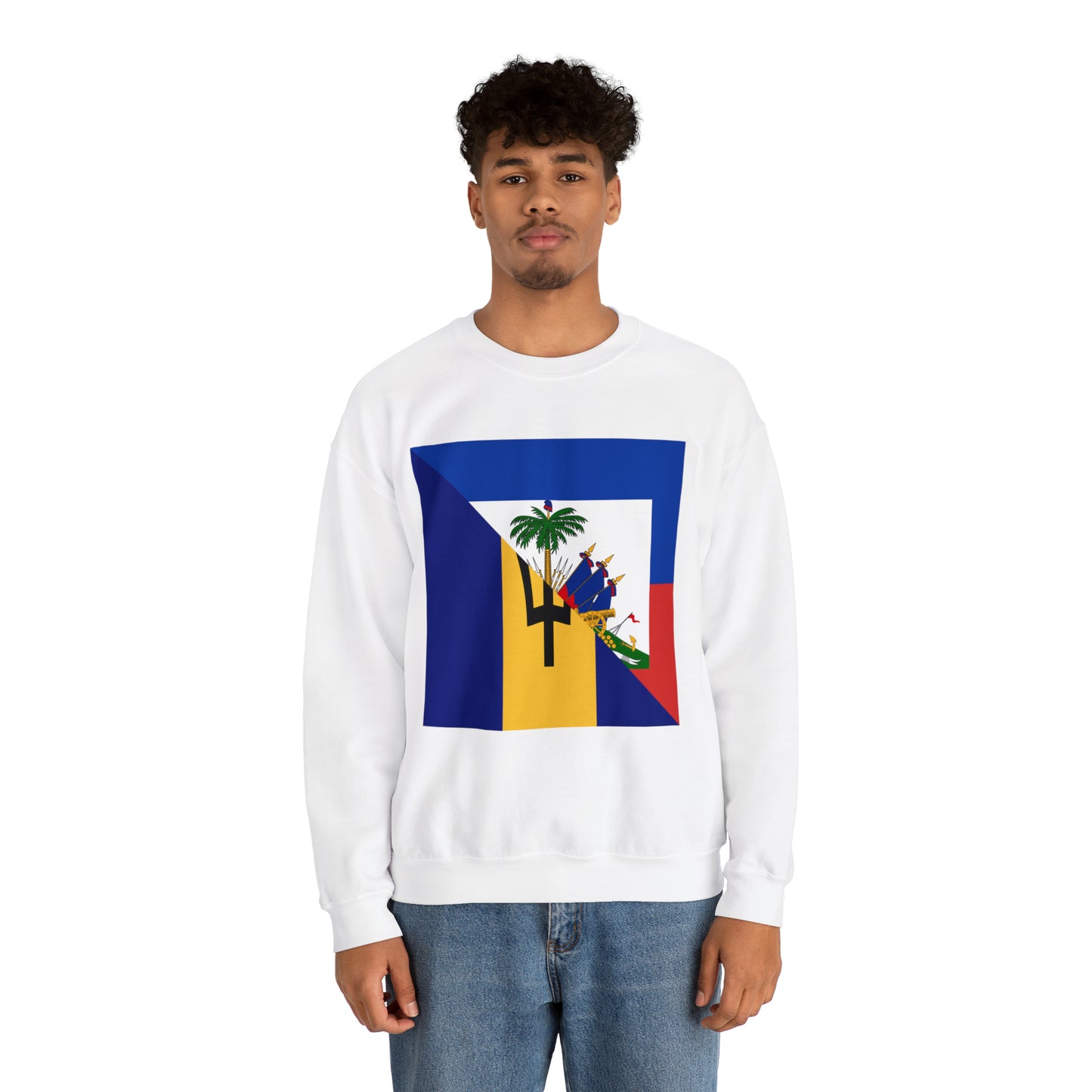 Haitian Bajan Flag Half Haiti Barbados Unisex Sweatshirt